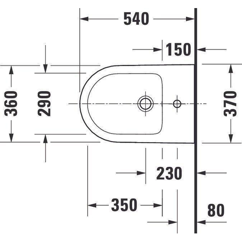 Duravit D-neo Wandbidet - met kraangat - met overloop - 37x54x27cm - met wondergliss - wit SW640395