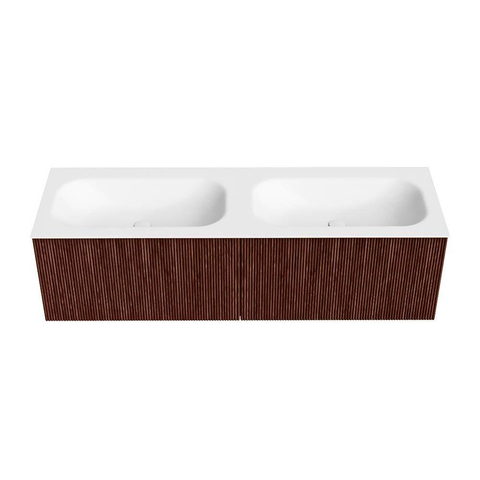 Mondiaz KURVE ensemble de meuble de salle de bains - 150x46x40cm - 2 tiroirs - lavabo solid surface - double - 2 trous de robinet - Ruby SW1415343