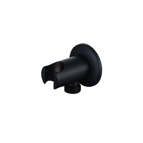 Fortifura Nebbio Ensemble combiné bain - mitigeur thermostatique - coude mural avec support de douchette - flexible de douche lisse - douchette ronde - Remplissage-vidage de baignoire - noir mat SW1238081