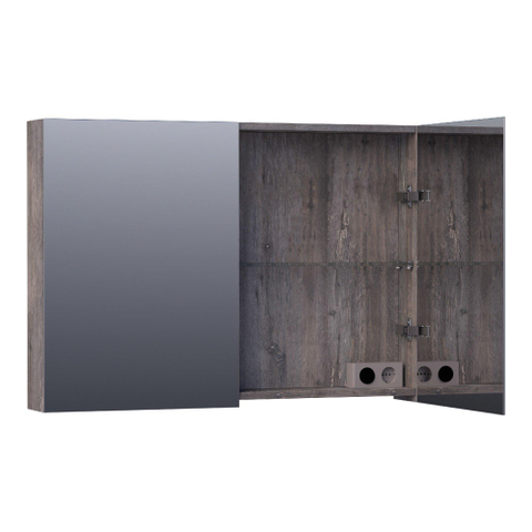 BRAUER Impress armoire de toilette - 100x70x15cm - sans éclairage - 2 portes miroir double face - Bois flotté SW499557