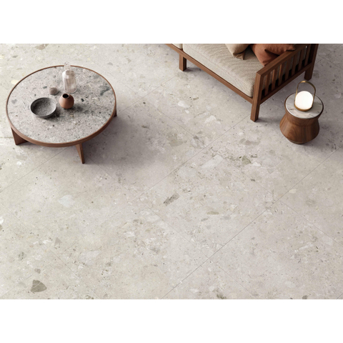 Modano Palma Lura vloer- en wandtegel - 60x60cm - 9mm - gerectificeerd - R10 - terrazzo - mat ivory (beige) SW1601919