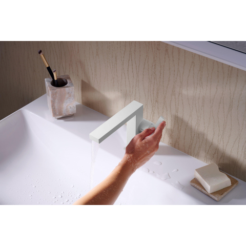 Hansgrohe Tecturis E 1 greeps wastafelkraan - 110 Fine - coolstart - met PushOpen - waste set - mat wit SW918382