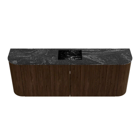 Mondiaz JOYA-DLUX 113.2cm toiletmeubel - ronding links en rechts kleur Walnut - Wastafel FAYE positie Midden 1 kraangat kleur Lava. SW1422478