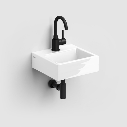 Clou Flush 1 lave-mains - 28x27x9cm - avec trou de robinet - avec bonde de vidage - céramique Blanc SW9324