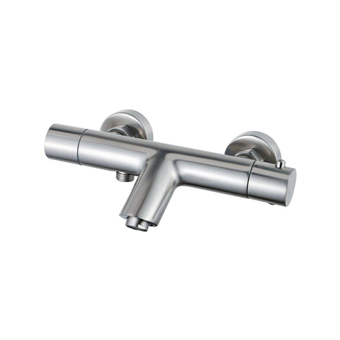 Fortifura Calvi Mitigeur baignoire - avec barre curseur - douchette ronde - flexible en métal - Inox brossé PVD SW968352