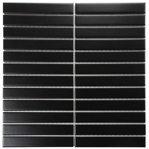 The Mosaic Factory Sevilla mozaïektegel - 29.6x30cm - wand en vloertegel - Rechthoek - Porselein Black Mat SW654811
