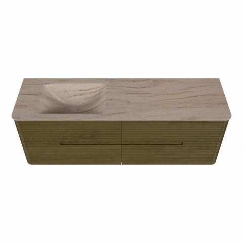 Mondiaz CIRO-DLUX Meuble de salle de bains - 150x45x50cm - Lavabo solid surface Saba - 1 vasque à gauche - 1 trou de robinet - 4 tiroirs - Dusk SW1533341