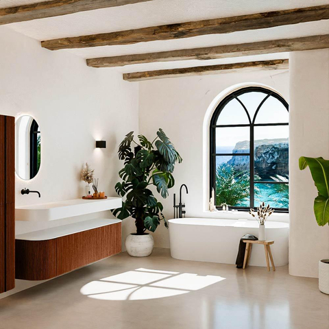 MONDIAZ THOR Meuble de salle de bains 180cm arrondi gauche + droite couleur Ruby avec 2 tiroirs et 2 portes. Vasque suspendue CLOUD Gauche sans trou de robinet couleur Talc. SW1466009
