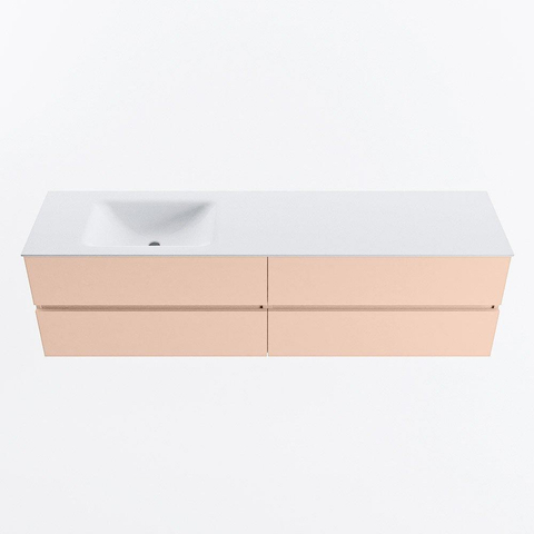 MONDIAZ Vica Ensemble meuble de salle de bains - 180cm - meuble bas rosee - 4 tiroirs - lavabo cloud gauche - sans trous de robinet - version haute 60cm - talc SW1083349