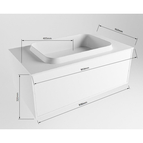MONDIAZ ERIN Ensemble meuble de salle de bains - 80cm - Linen - 1 tiroir - vasque centrale - 0 trous de robinet - Linen SW698447