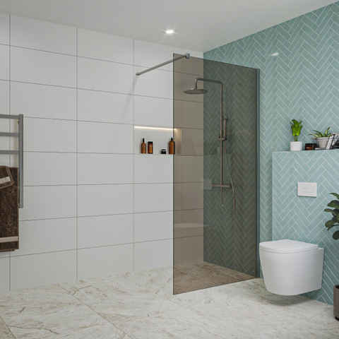 Fortifura Galeria inloopdouche - 100x200cm - rookglas - wandarm - hoogglans chroom SW917224