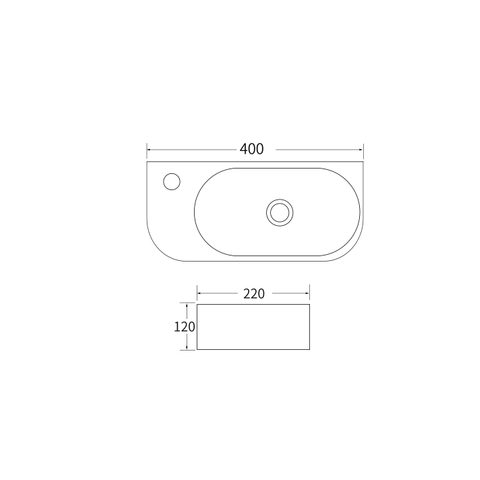QeramiQ Pure lave-mains - 40x22x12cm - trou robinet gauche - sans trop-plein - blanc mat SW1209555