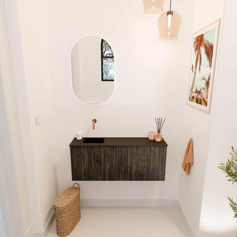 Mondiaz JOYA 100cm meuble de toilette - couleur Shadow - Vasque FAYE position Gauche Sans trou de robinet couleur Urban SW1421503