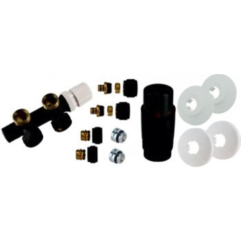 Riko set thermostatisch onderblok haaks-rechts mat zwart OUTLETSTORE STORE31524