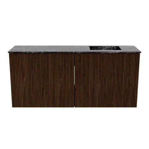 Mondiaz JOYA-DLUX 90cm toiletmeubel - kleur Walnut - Wastafel FAYE positie Rechts Zonder kraangat kleur Lava. SW1422468
