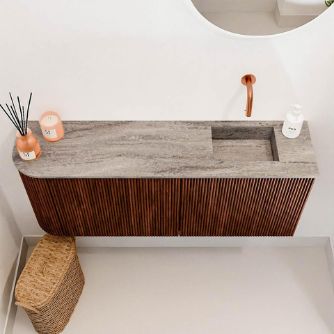 Mondiaz JOYA-DLUX 101.6cm toiletmeubel - ronding links kleur Ruby - Wastafel FAYE positie Rechts Zonder kraangat kleur Oza. SW1425552