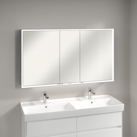 Villeroy & Boch My View Now My view spiegelkast - 130x75cm - 3 deuren - 3 contactdoos LED - zilver SW641584