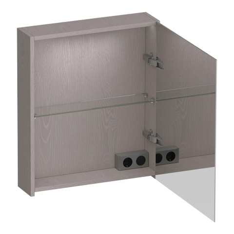 BRAUER Impress Deluxe armoire de toilette - 60x70x15cm - éclairage interne et externe - 1 porte miroir double face à ouverture à droite Timber Greige SW1198969