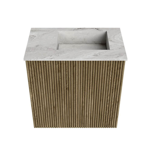 Mondiaz JOYA-DLUX 40cm toiletmeubel - kleur Dusk - Wastafel FAYE positie Rechts 1 kraangat kleur Glace. SW1423194