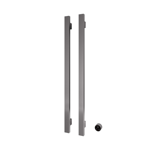 Hotbath &MORE Handdoekradiator - 38x115cm - vierkant - 2 stangen - verticaal - met schakelaar - PVD - geborsteld gunmetal (antraciet) SW1245840
