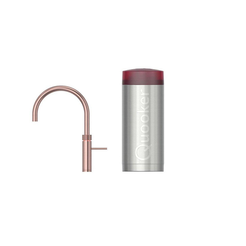 Quooker Fusion Round kokendwaterkraan - draaibare uitloop - Combi incl. Cube reservoir - Warm / kokend / bruisend / gefilterd water - Rosé koper SW968518