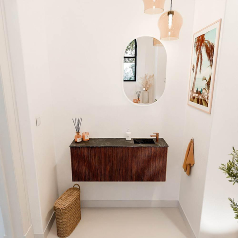 Mondiaz JOYA-DLUX 100cm toiletmeubel - kleur Ruby - Wastafel FAYE positie Rechts 1 kraangat kleur Lava. SW1423651