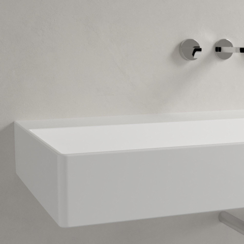 Villeroy & Boch memento 2.0 wastafel - voor handdoekhouders - 120x47cm - zonder overloop - zonder kraangat CeramicPlus - White Alpine (glans wit) SW336041