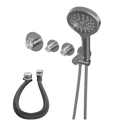 Brauer Brushed Edition Mitigeur douche thermostatique encastrable avec remplissage baignoire par trop-plein douchette 3 jets et partie encastrable ColdStart Nickel brossé PVD SW374438