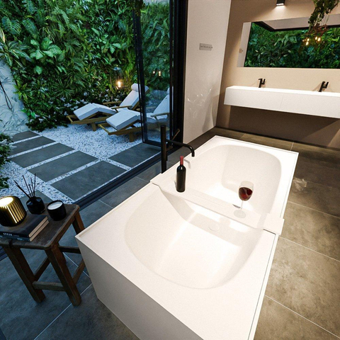 MONDIAZ FREEZE baignoire autoportante - 180x85cm - Solid Surface - linen mat (beige) SW491477