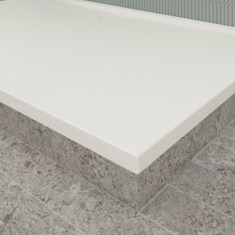 Villeroy & Boch Ecora douchebak - 150x100x3.5cm - afvoer lange zijde - stone white (wit) SW1559007