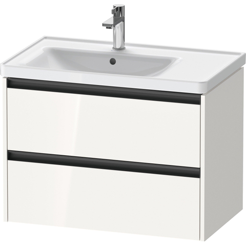 Duravit Ketho.2 Wastafelonderbouwkast - met 2 laden - voor waskom links - 78.4x45.5x54.9cm - met grepen antraciet - hoogglans wit SW772944