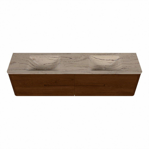 Mondiaz CIRO-DLUX Ensemble de meubles de salle de bains - 190x45x50cm - Plan vasque solid surface Arena - 2 vasques double - 2 trous de robinet - 4 tiroirs - Ruby SW1531831