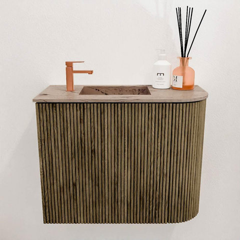 Mondiaz JOYA-DLUX 51.6cm toiletmeubel - ronding rechts kleur Dusk - Wastafel FAYE positie Links 1 kraangat kleur Arena. SW1425755