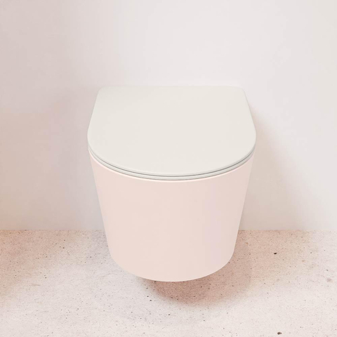 Mondiaz LAVIE WC suspendu – sans bride – 36 x 53 cm – avec abattant softclose – Rosee (rose), abattant Linen (blanc cassé) SW1208654