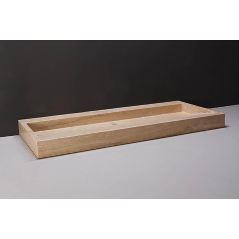 Forzalaqua Palermo lavabo - 120.5x51.5x9cm - sans trou de robinet - travertin adouci (beige) SW67817