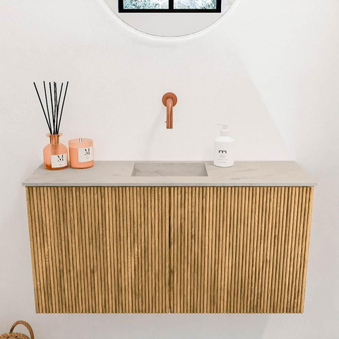 Mondiaz JOYA-DLUX 80cm toiletmeubel - kleur Oak - Wastafel FAYE positie Midden Zonder kraangat kleur Opalo. SW1422140