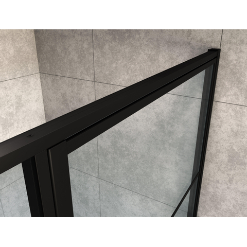 Saniclass Bellini Porte de douche 120x200cm avec paroi fixe verre de sécurité anticalcaire cadre Lines à l'extérieur Noir mat SW491687