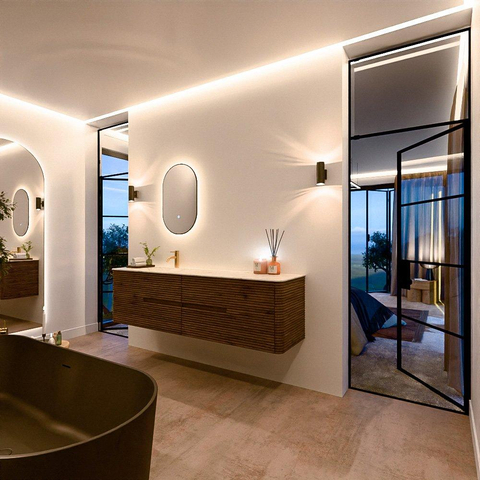 Mondiaz CIRO-DLUX Ensemble de meubles de salle de bains - 180x45x50cm - Plan vasque solid surface Ostra - 1 vasque à gauche - 1 trou de robinetterie - 4 tiroirs - Dusk SW1533449