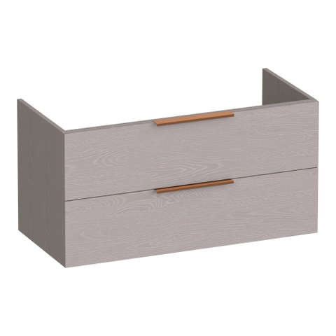 BRAUER Elevate meuble de salle de bains sous-vasque 100 sans poignées rapportées 2 tiroirs à fermeture douce et 1 découpe pour siphon - Timber Greige SW1200031