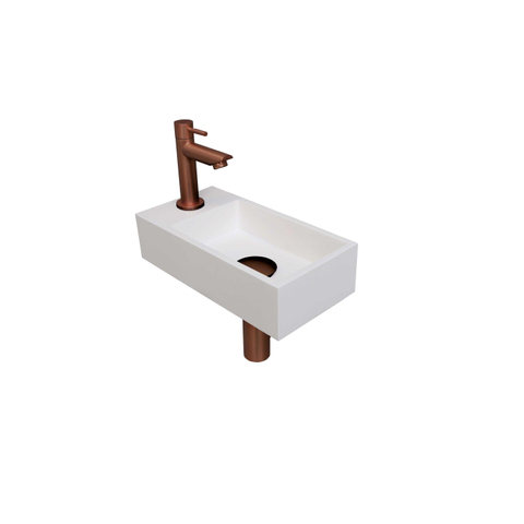 Ink Versus fonteinset – 36x18x9 cm – polystone wit – kraangat links – mat rosé gouden kraan SW439605