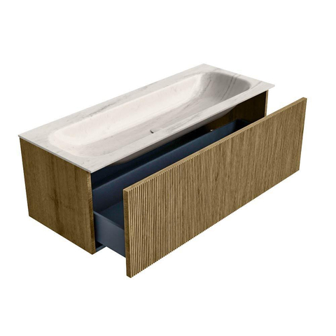 MONDIAZ KURVE-DLUX Meuble de salle de bains 120cm couleur Dusk avec 1 tiroir et 0 porte. Lavabo BIG LARGE Central sans trou de robinet Meli. SW1431918