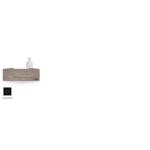 Looox Wood collection shelf BoX 30cm met bodemplaat zwart mat eiken zwart mat SW73148