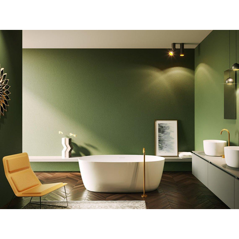 Riho Oval baignoire autoportante - 175x80cm - solid surface - incl. siège - incl. coussin dappui-tête - blanc mat SW1437510