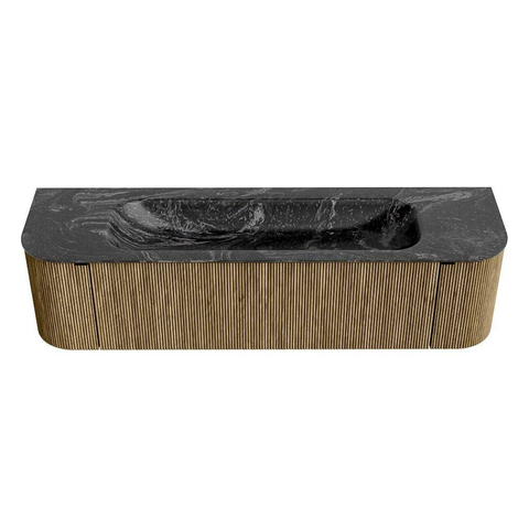 Mondiaz KURVE-DLUX Badkamermeubelset - 170x46x40cm - 1 lade - 2 deuren - wastafel solid surface - midden - zonder kraangat - Dusk SW1415285