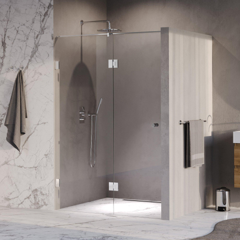 BRAUER Void Carving porte de douche - 140x200cm - porte pivotante 70cm côté verre - chromé SW1418282