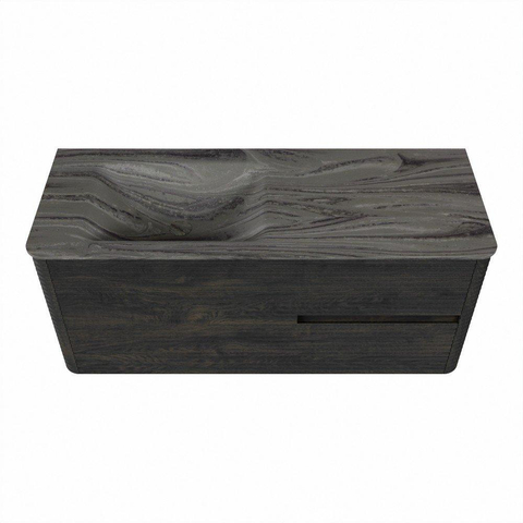 Mondiaz CIRO-DLUX Badkamermeubelset - 120x45x50cm - Solid surface wastafel Sombra - 1 wasbak Links - 1 kraangat - 2 lades - Shadow SW1532774
