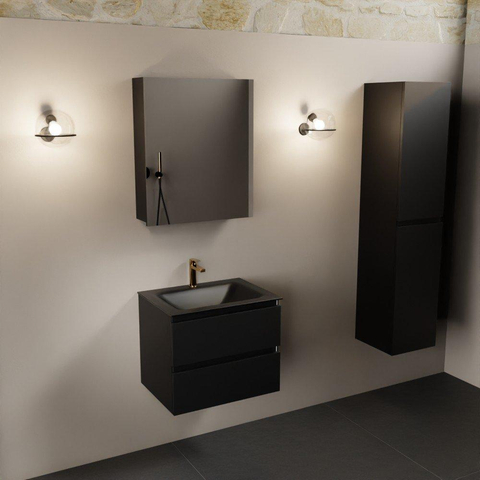 Mondiaz Aivy badmeubelset - 60x45x50cm - 1 kraangat - 1 wasbak urban Solid surface - Midden - 2 lades - Met spiegelkast - MDF Urban SW892434