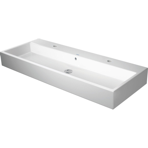 Duravit Vero air Wastafel - geslepen - met 2x1 kraangat - met overloop - 120x47cm - met wondergliss - inclusief bevestiging - wit SW156943