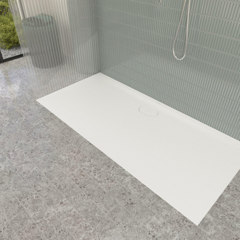 Villeroy & Boch Ecora douchebak - 170x80x3.5cm - afvoer lange zijde - stone white (wit) SW1559026