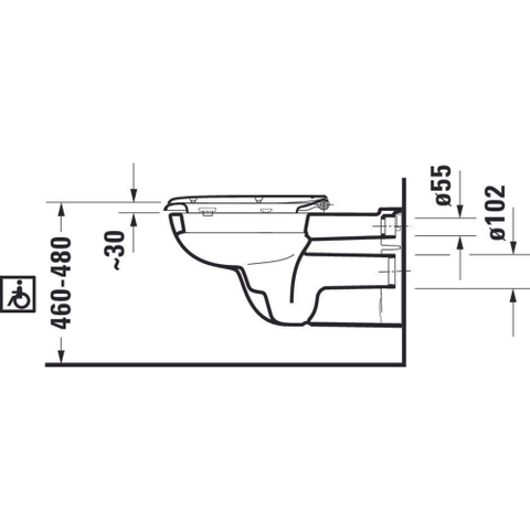 Duravit D-code - D-Code - Vital - hangtoilet - verlengd - 360 x 700 mm - diepspoel - wit - geschikt - voor ba - wit 0295863